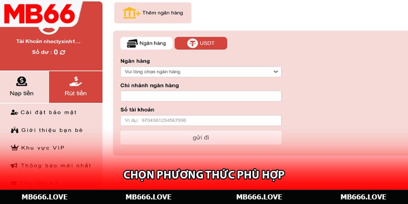Chọn phương thức phù hợp
